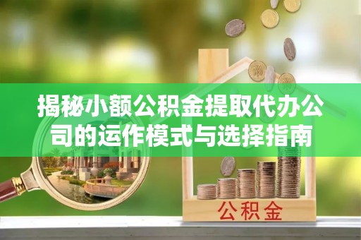 牟平揭秘小额公积金提取代办公司的运作模式与选择指南