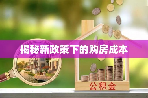 牟平揭秘新政策下的购房成本